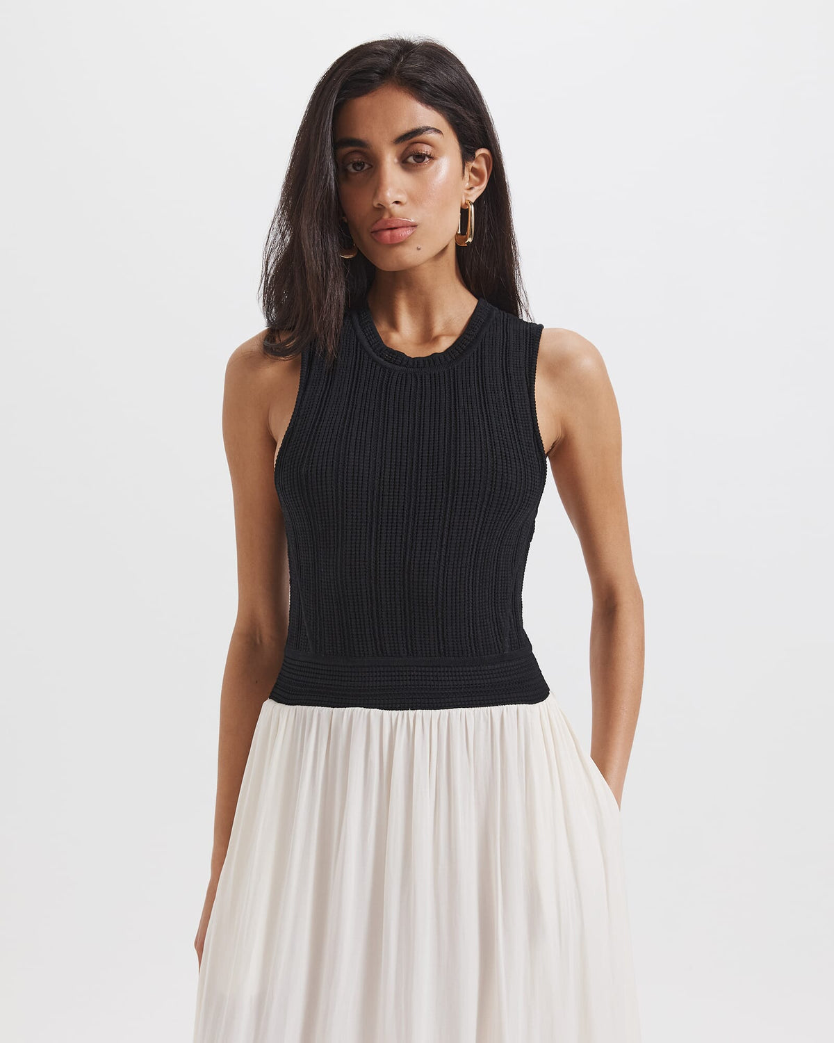 Lillian Mixed Media Midi Dress