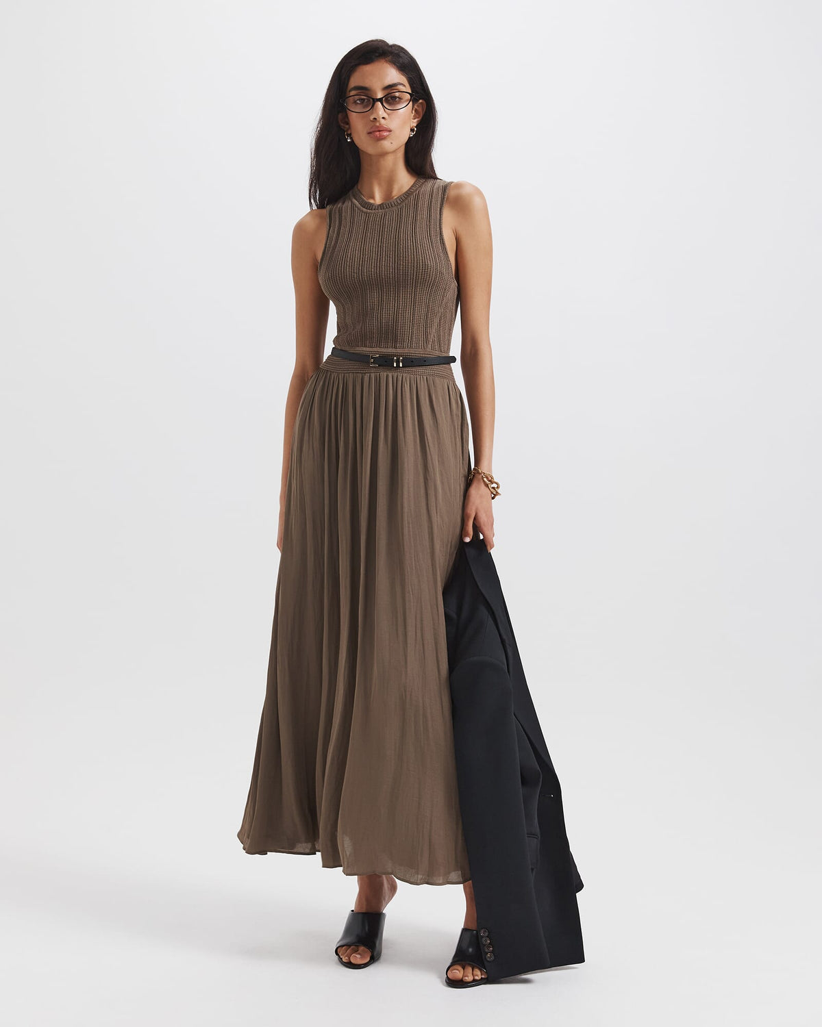 Lillian Mixed Media Midi Dress