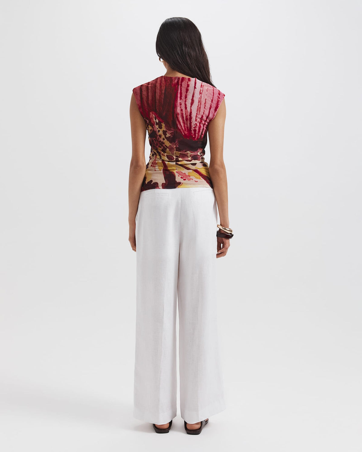 Cymbelle Rouched Mesh Top