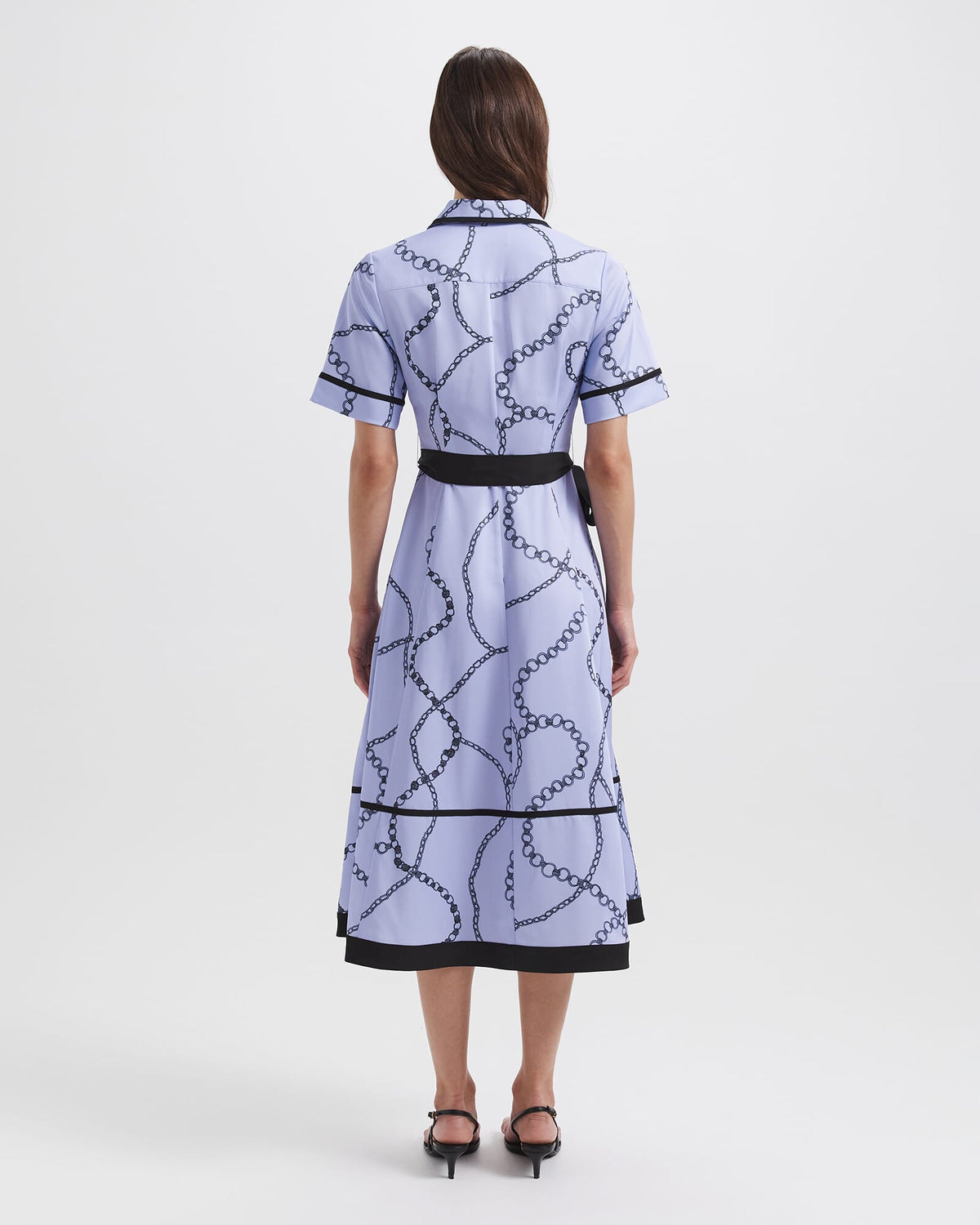 Chain Twill Belted Midi Dress