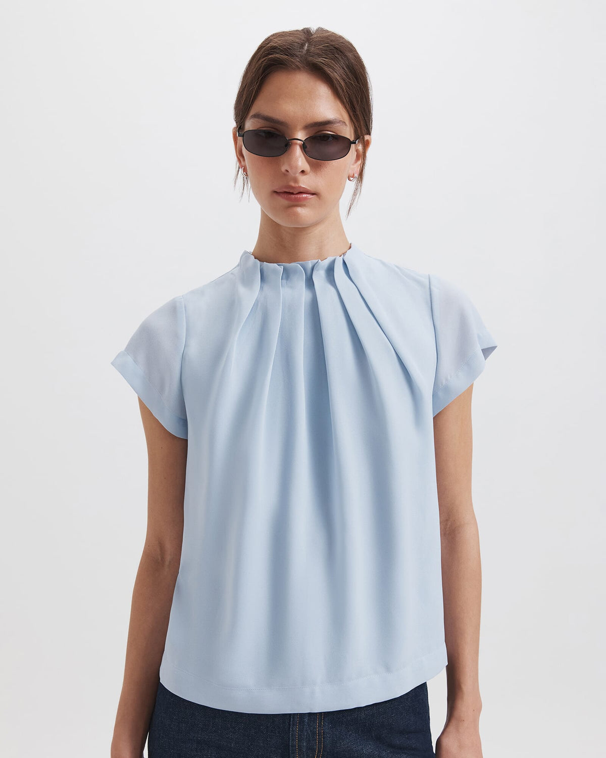 Willa High Neck Short Sleeve Top