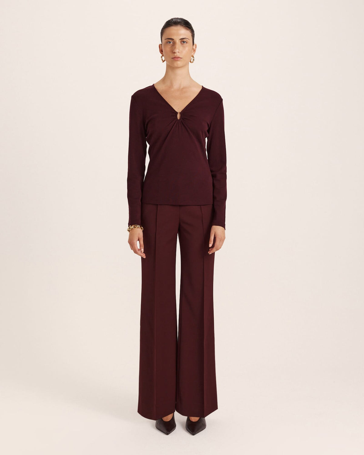Coco Wool Ruched Long Sleeve Top