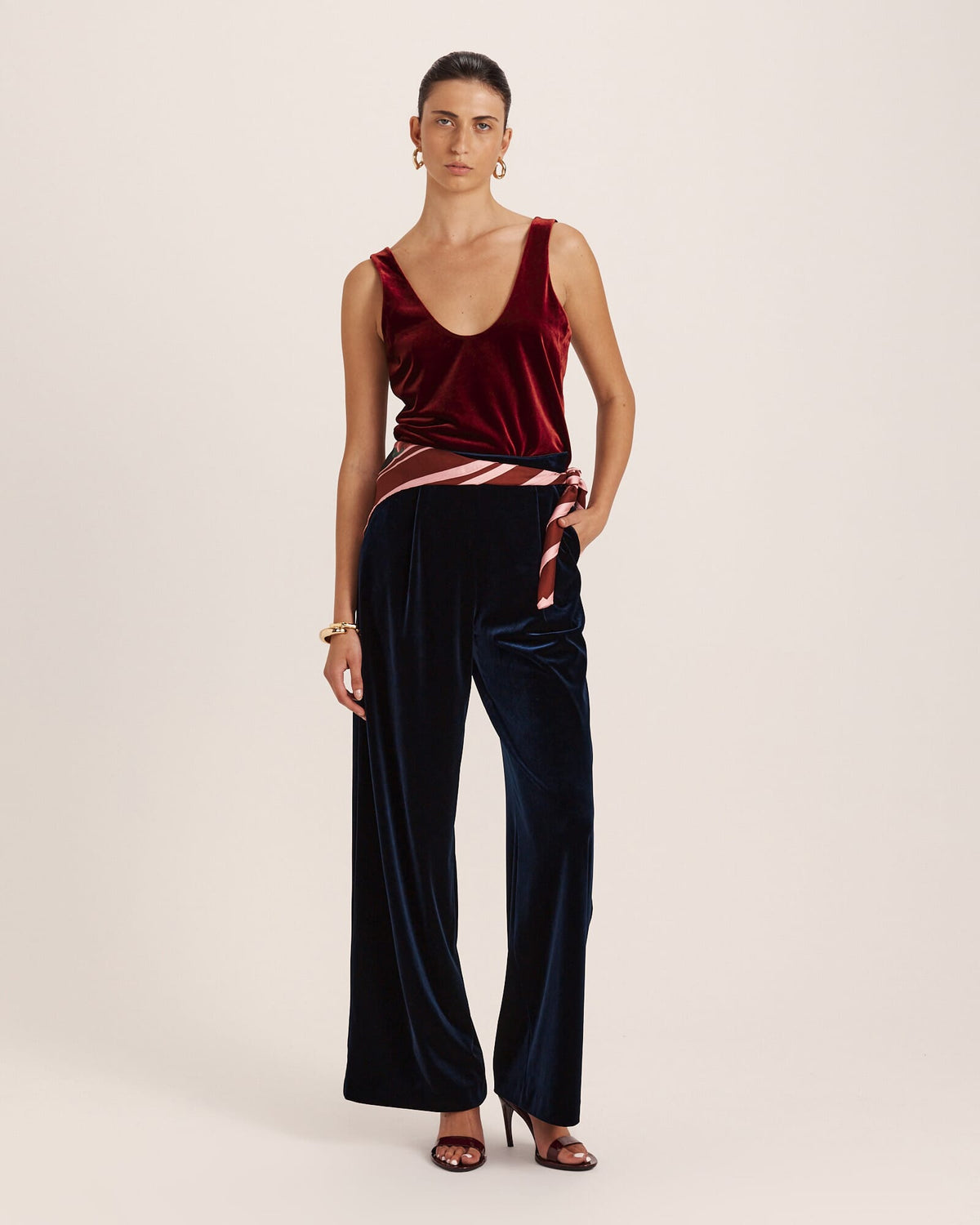 Lea Velvet Pleat Front Pant