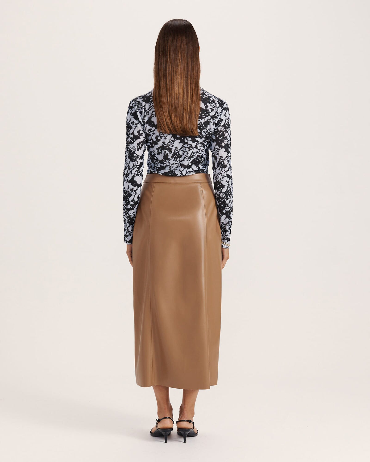 Viv Faux Leather Zip Front Skirt