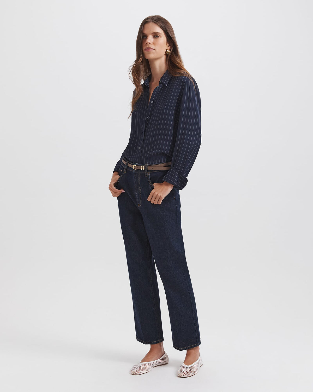 Polly Pinstripe Silk Shirt