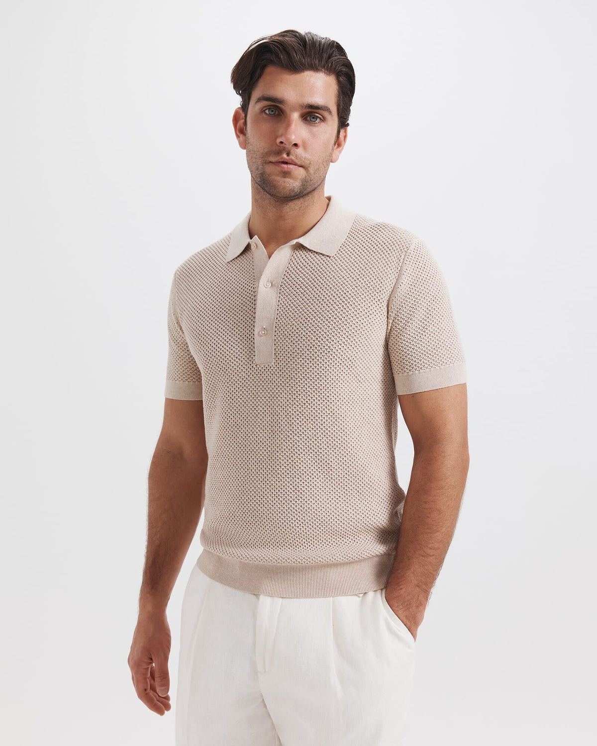 Dario Crochet Knit Polo