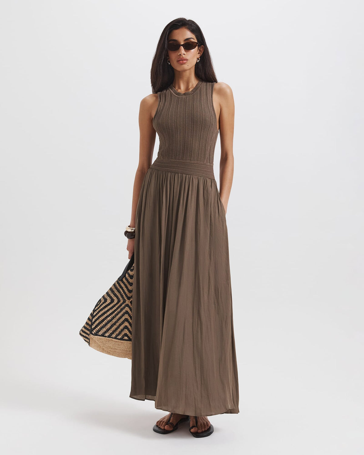 Lillian Mixed Media Midi Dress