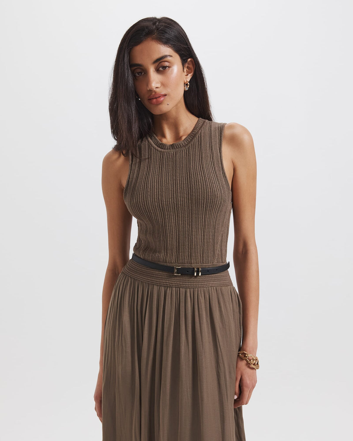 Lillian Mixed Media Midi Dress