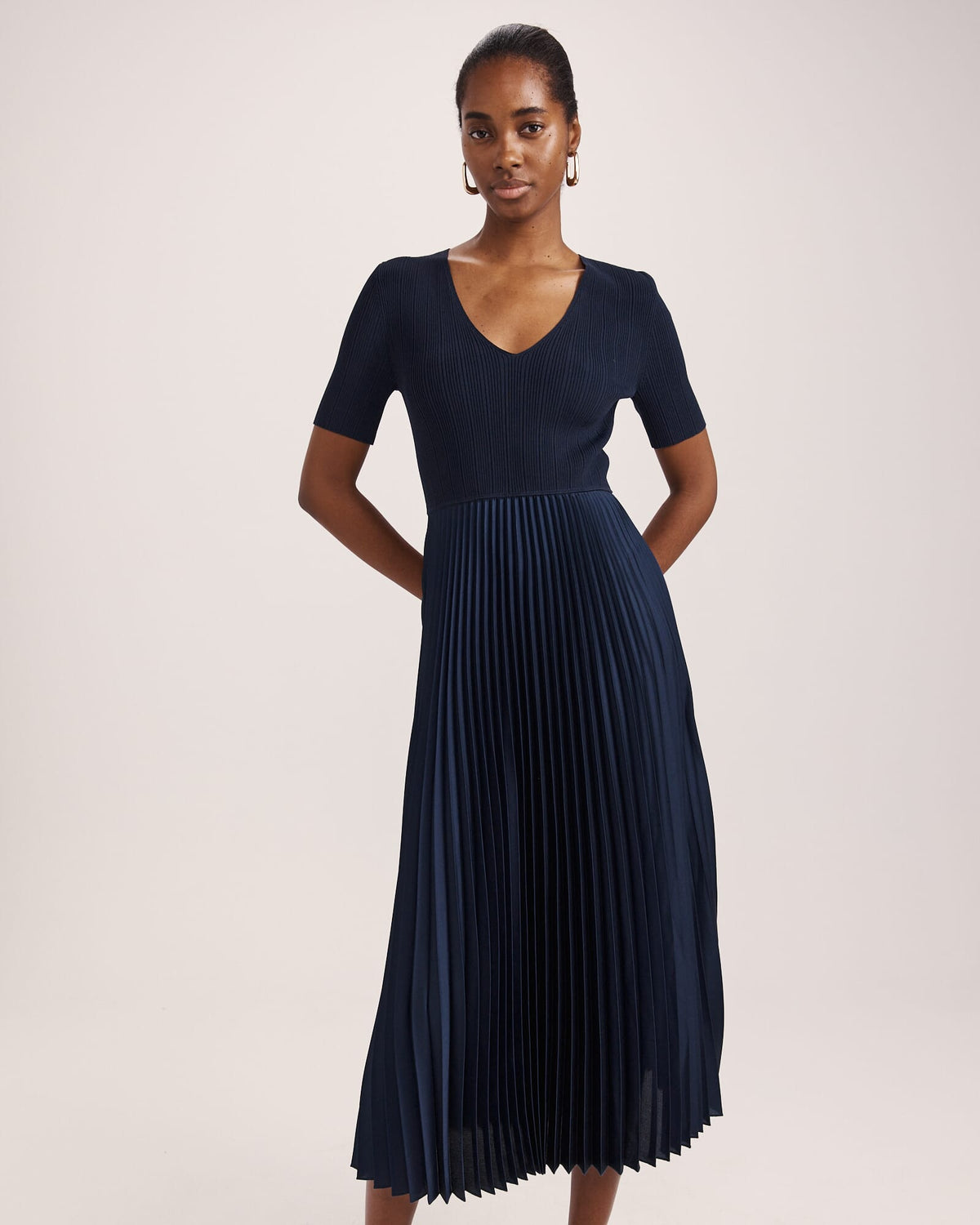 Vicky V-Neck Mixed Media Dress