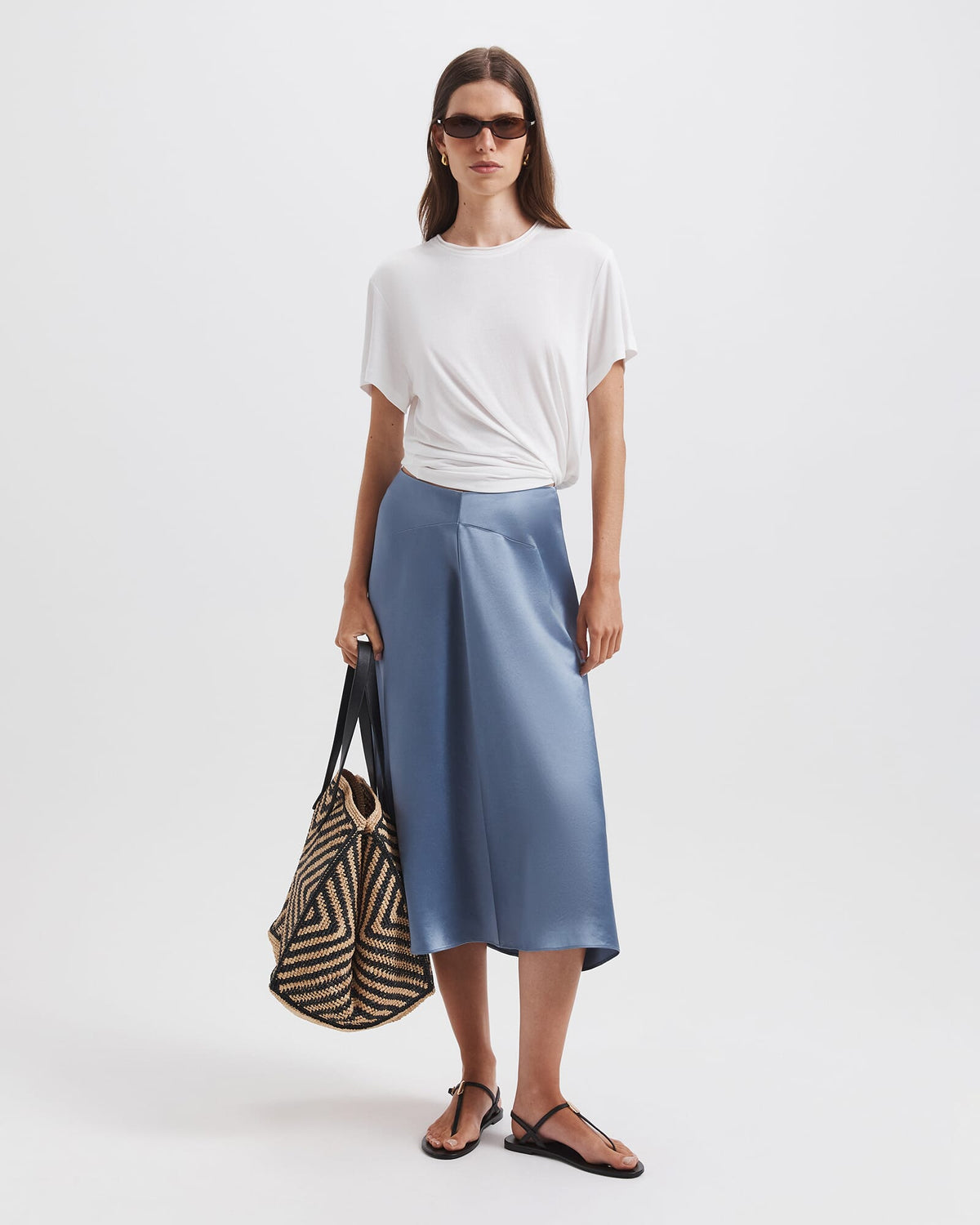 Sallee Draped Front Midi Skirt