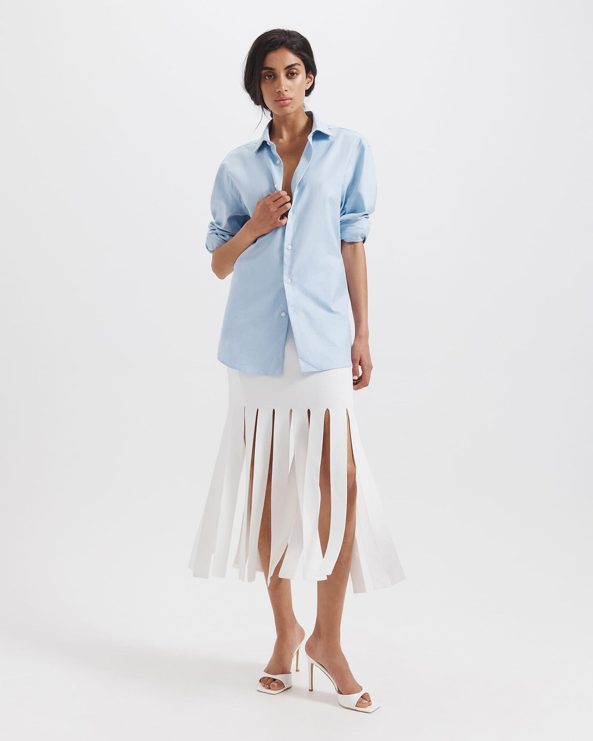 Mia Milano Panel Fringe Skirt