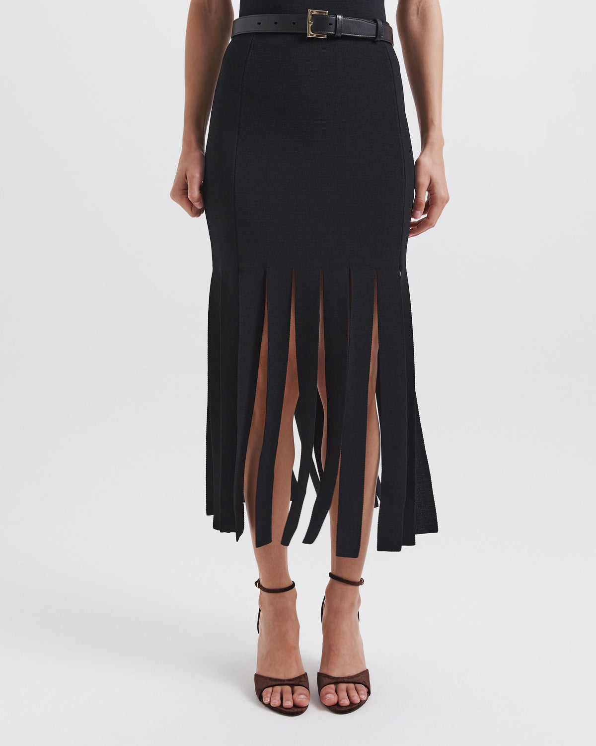 Mia Milano Panel Fringe Skirt