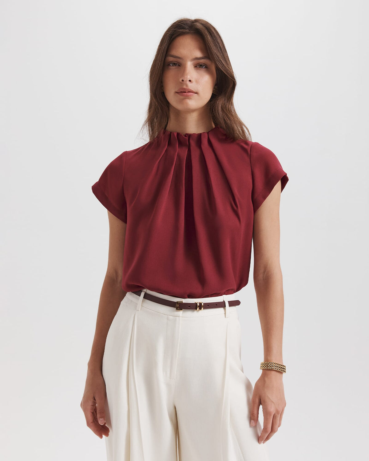 Willa High Neck Short Sleeve Top