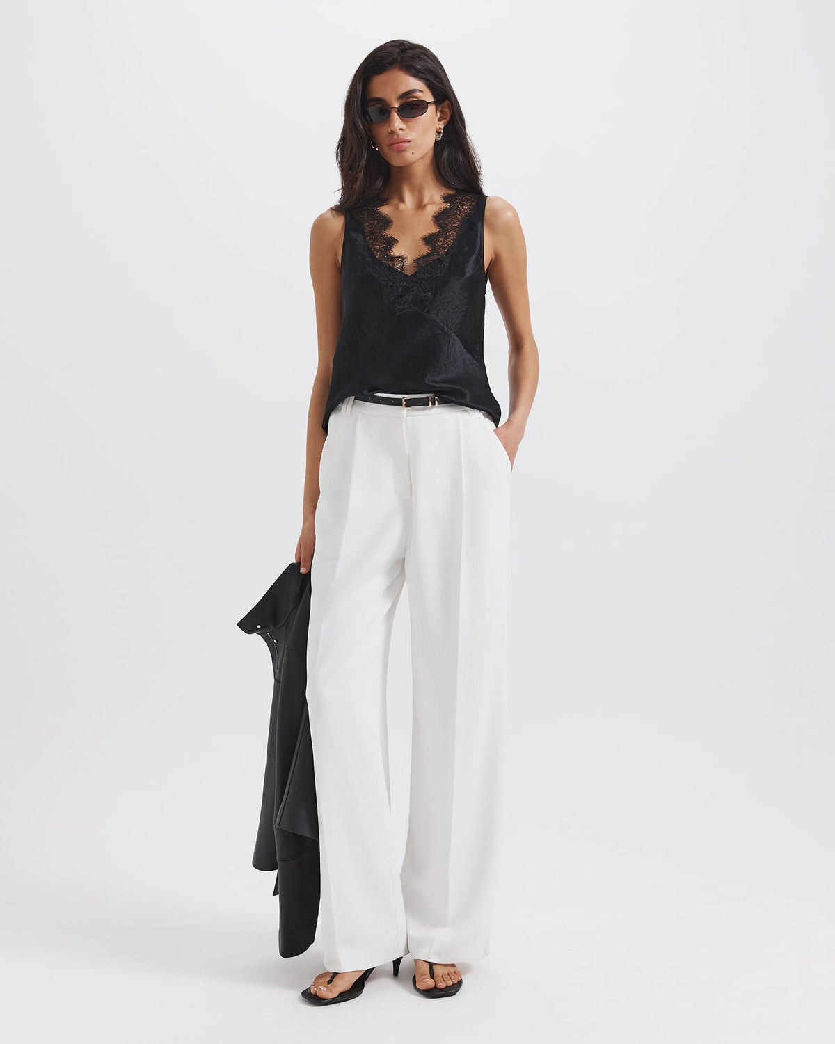 Ivana Crinkle Lace Detail Tank