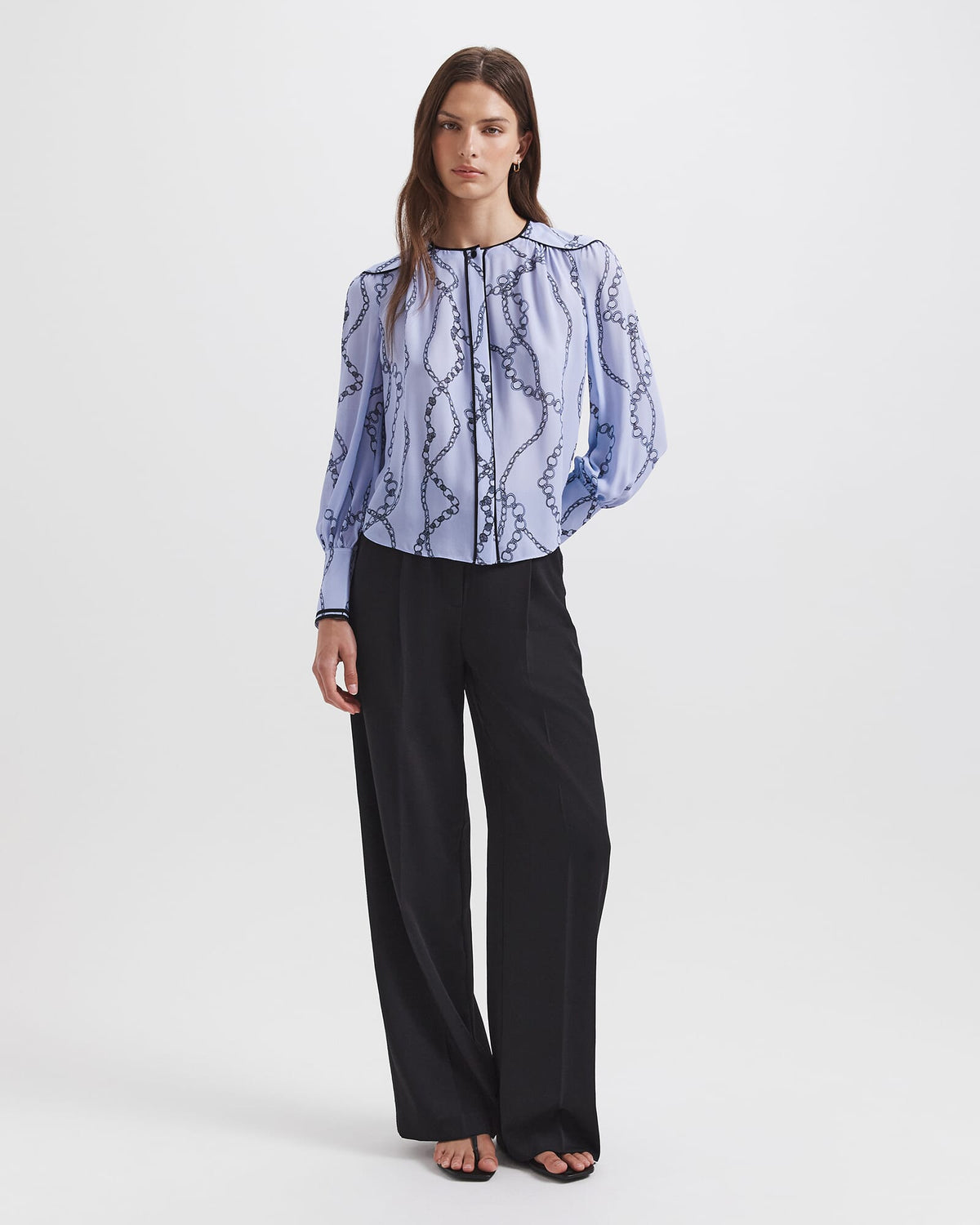 Chain Silk Long Sleeve Blouse