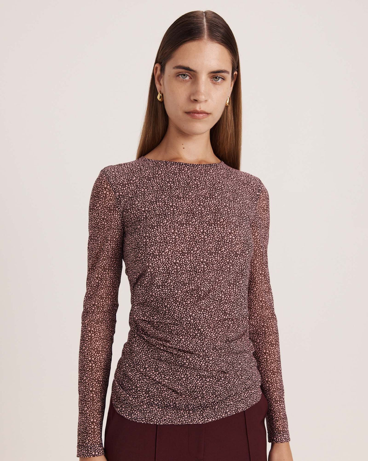 Ohio High Neck Long Sleeve Mesh Top