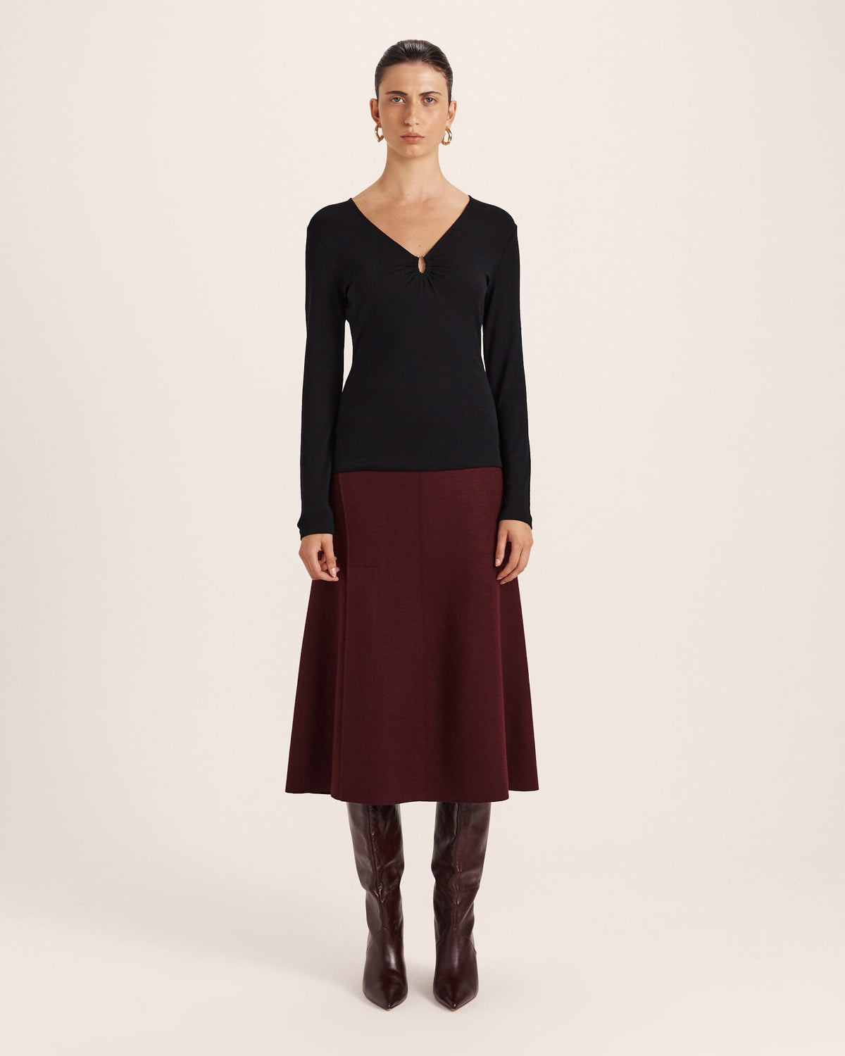 Coco Wool Ruched Long Sleeve Top