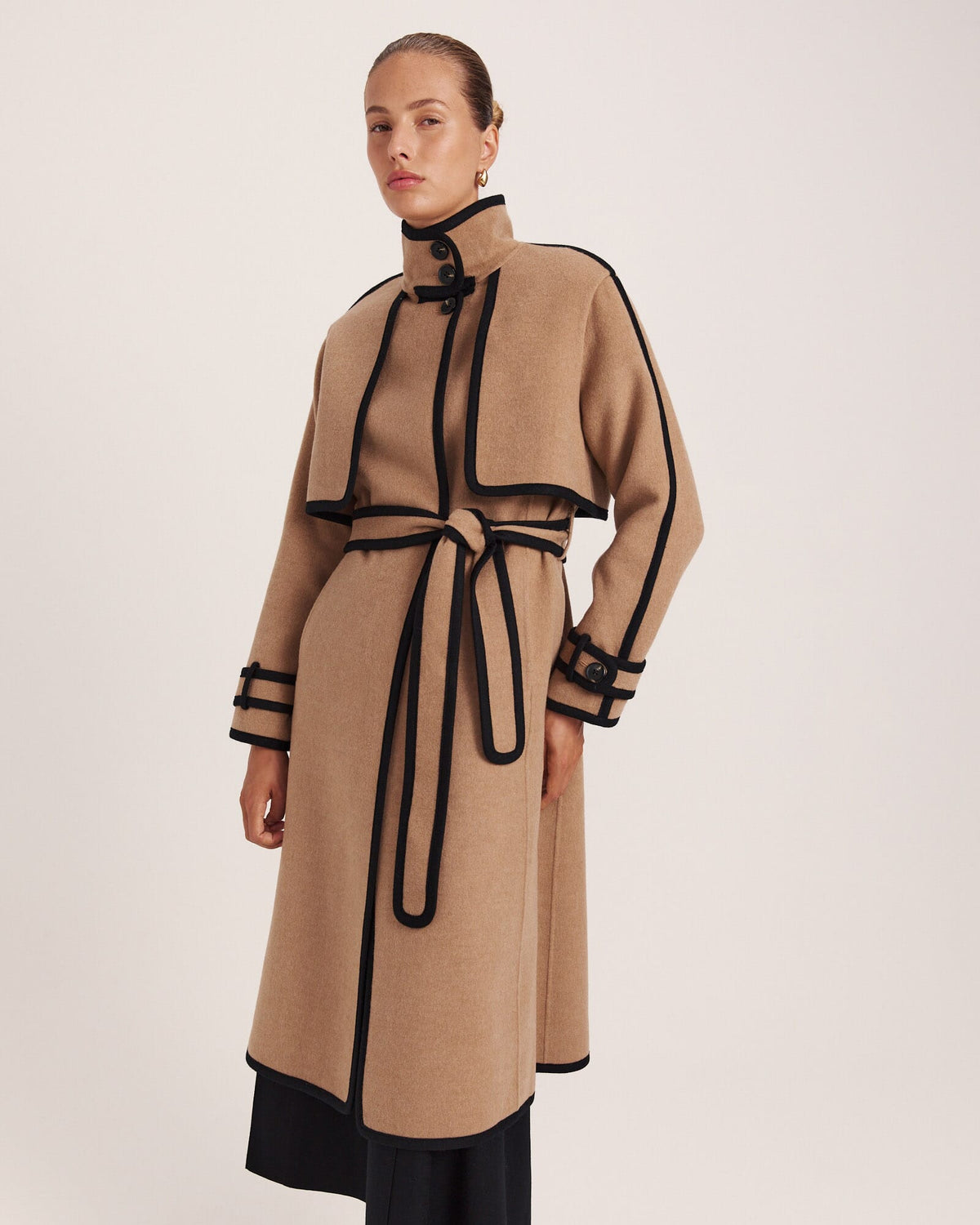 Kayla Wool Contrast Long Coat