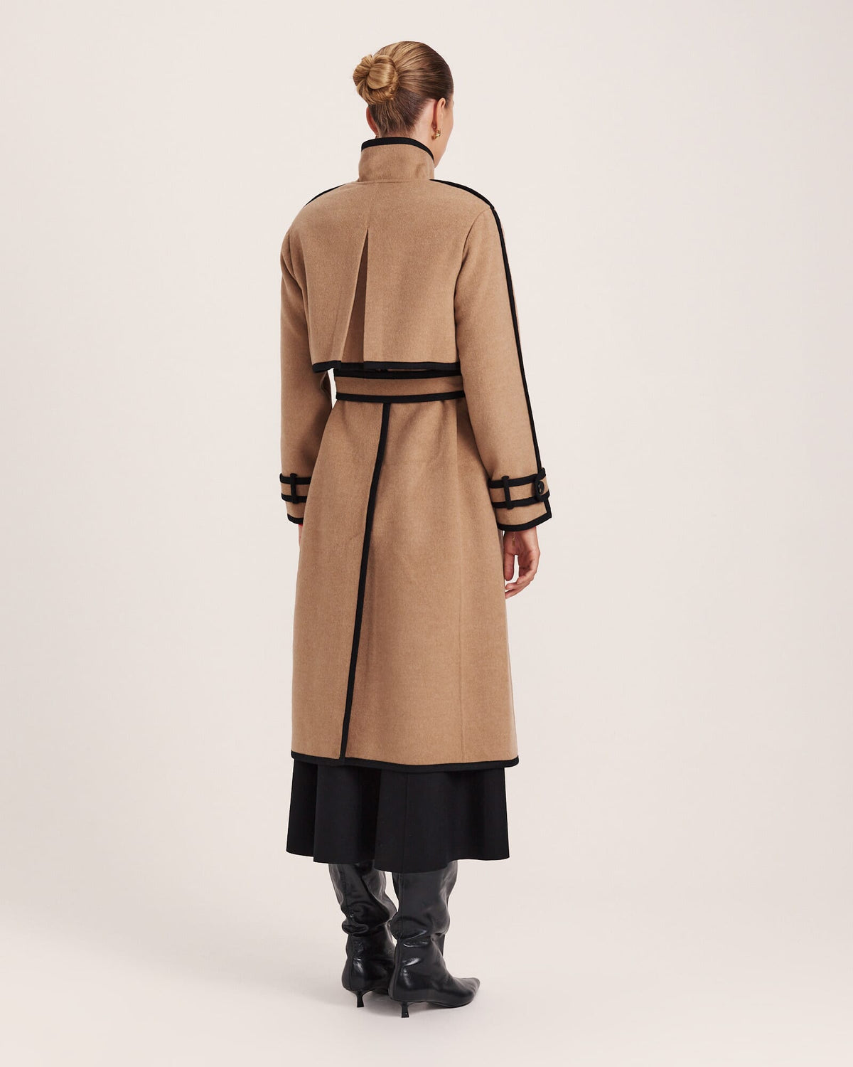 Kayla Wool Contrast Long Coat