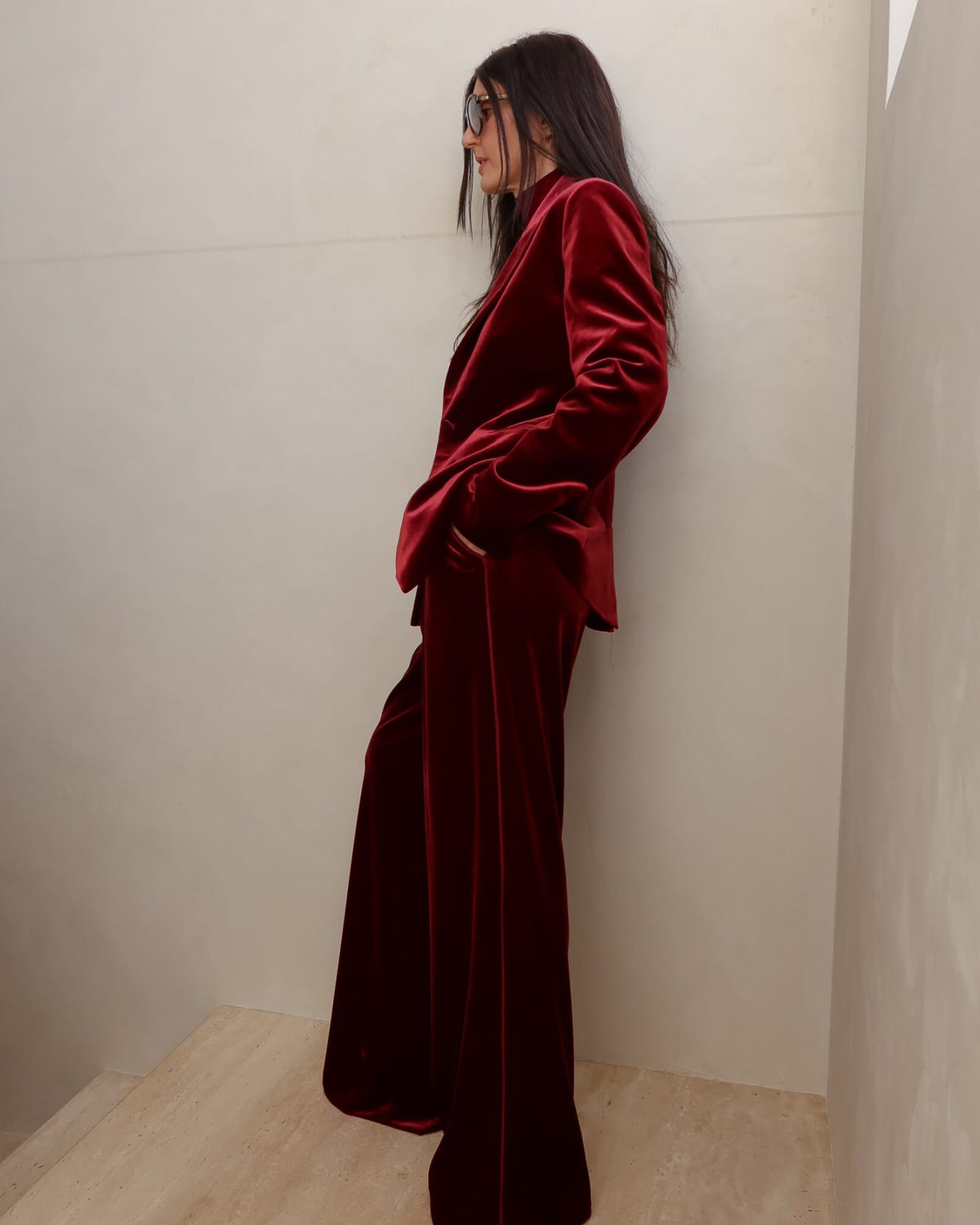 Lea Velvet Pleat Front Pant