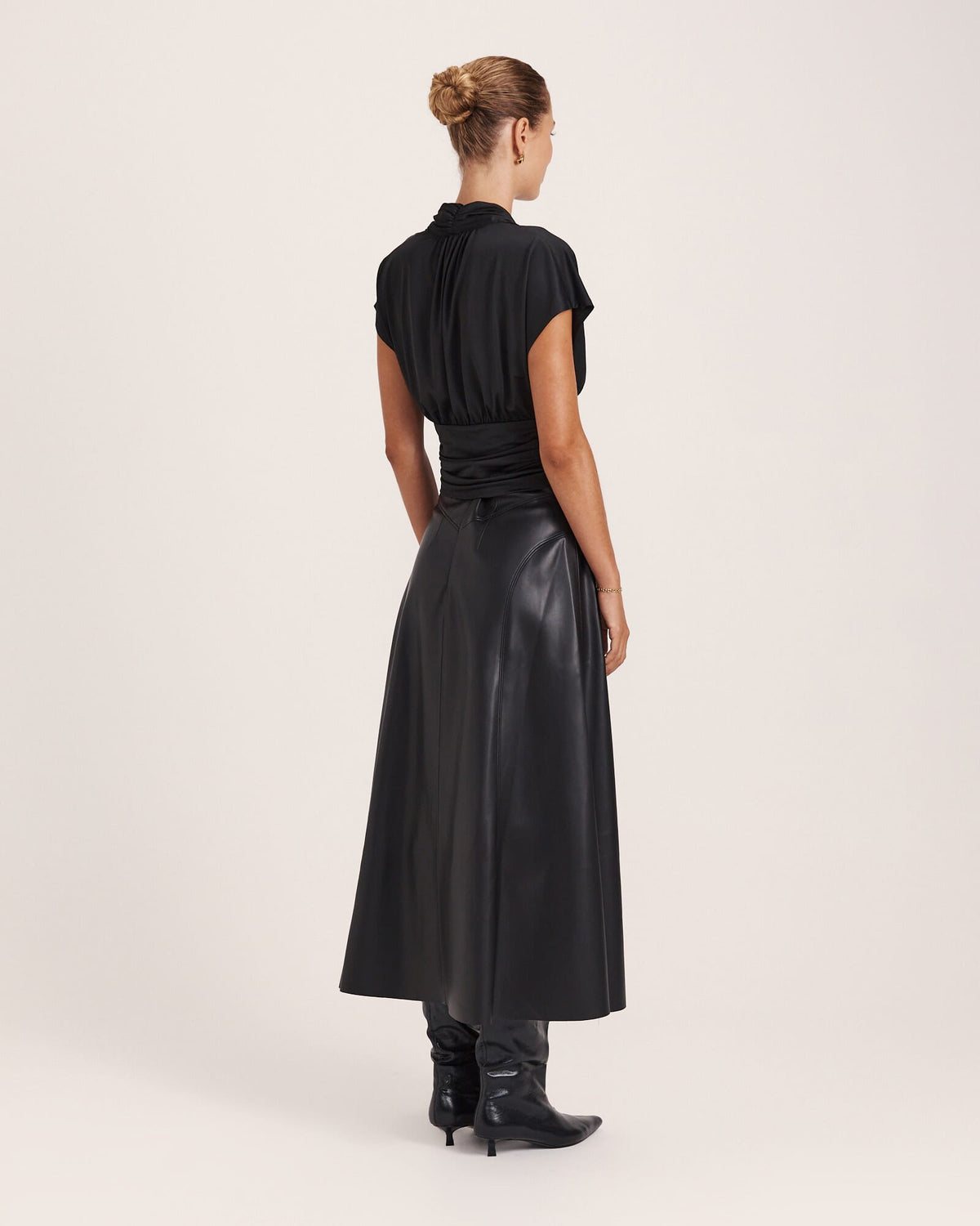 Viv Faux Leather Fluted Skirt