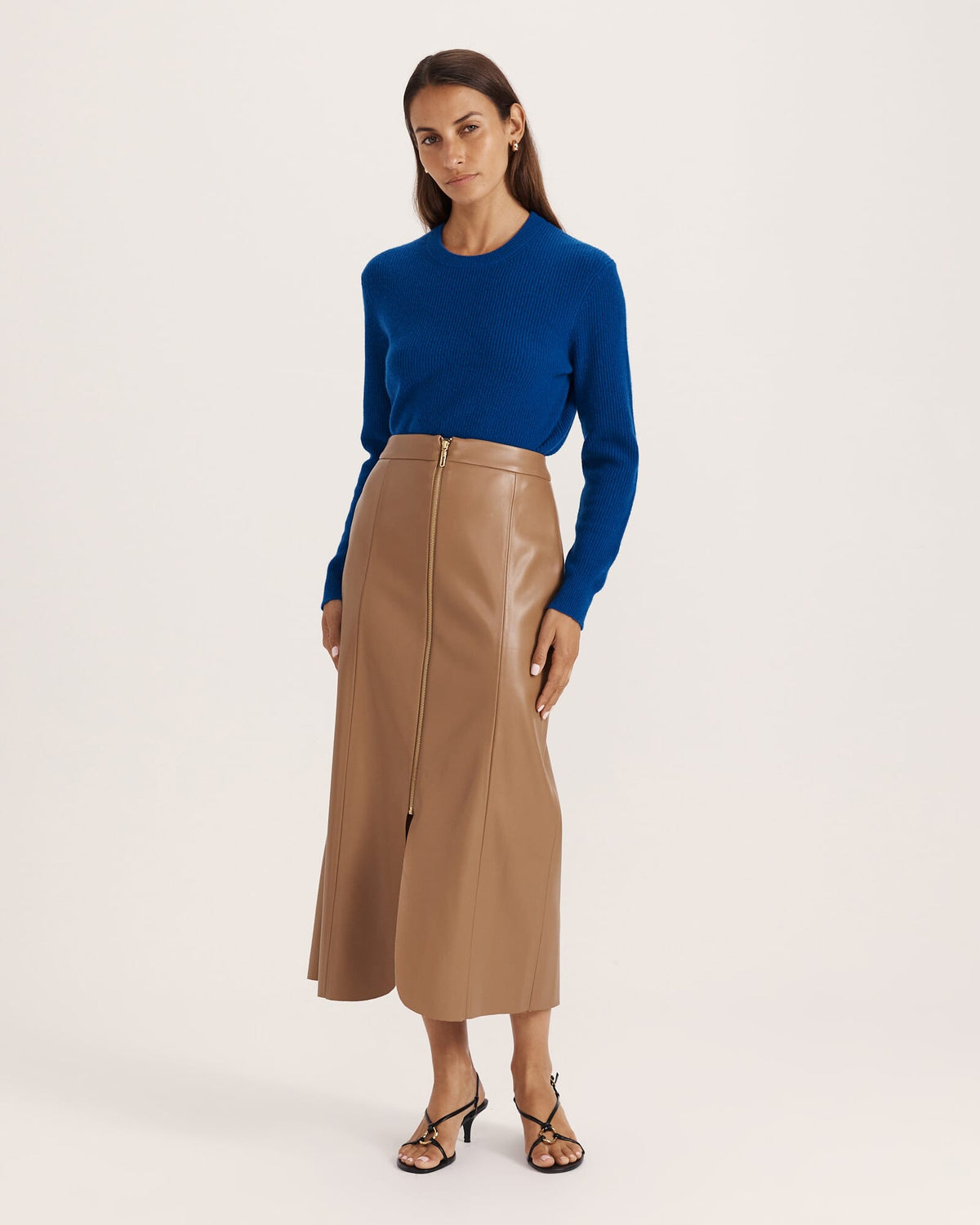 Viv Faux Leather Zip Front Skirt